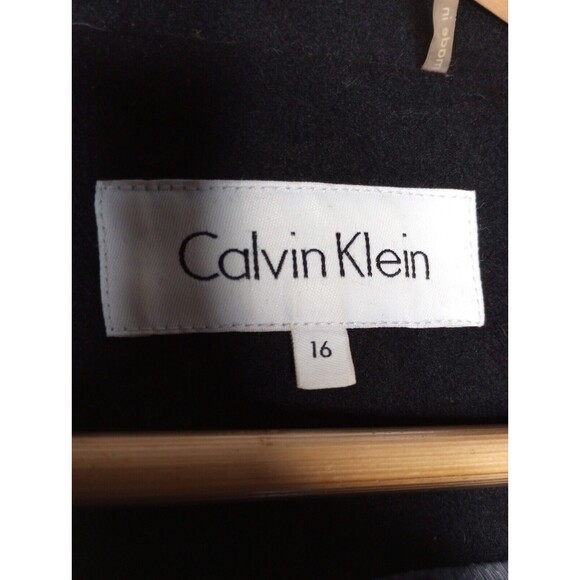 Calvin Klein Blk Peacoat Women's Size 16 Winter Wool Lined Pockets  Jacket Coat - Picture 2 of 9
